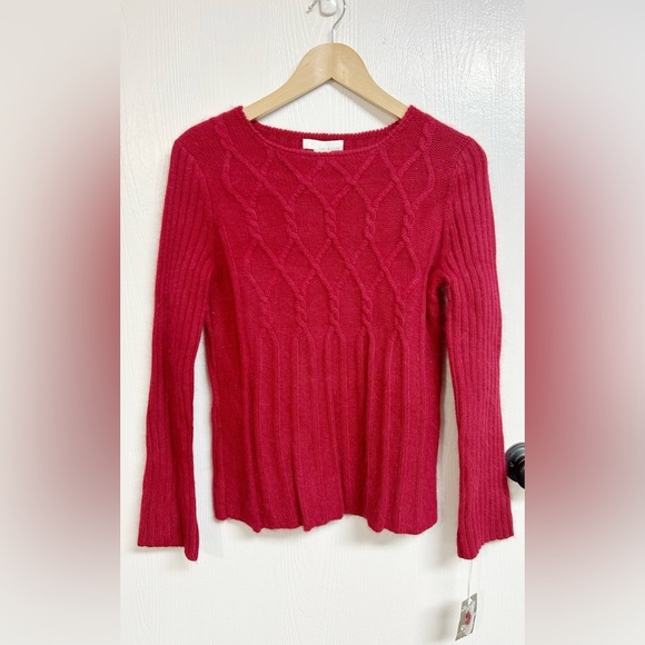 Lucy and Laurel Lamb's Wool Angora Rabbit Sweater Scarlet Red Women's Size M NWT - Picture 1 of 5